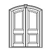 Segment top panel over single panel segment top double doors
Panel- Raised
Glazing- None