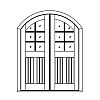 6-Lite over 2-planked panel segment top double doors
Panel- V-groove
Glazing- TDL